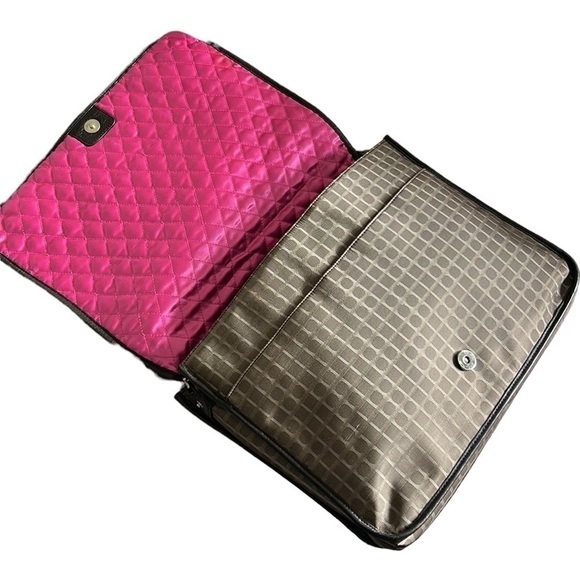 Anika Crossbody Messenger Bag in Walnut Brown with Hot Pink Quilted Lining - Picture 7 of 16